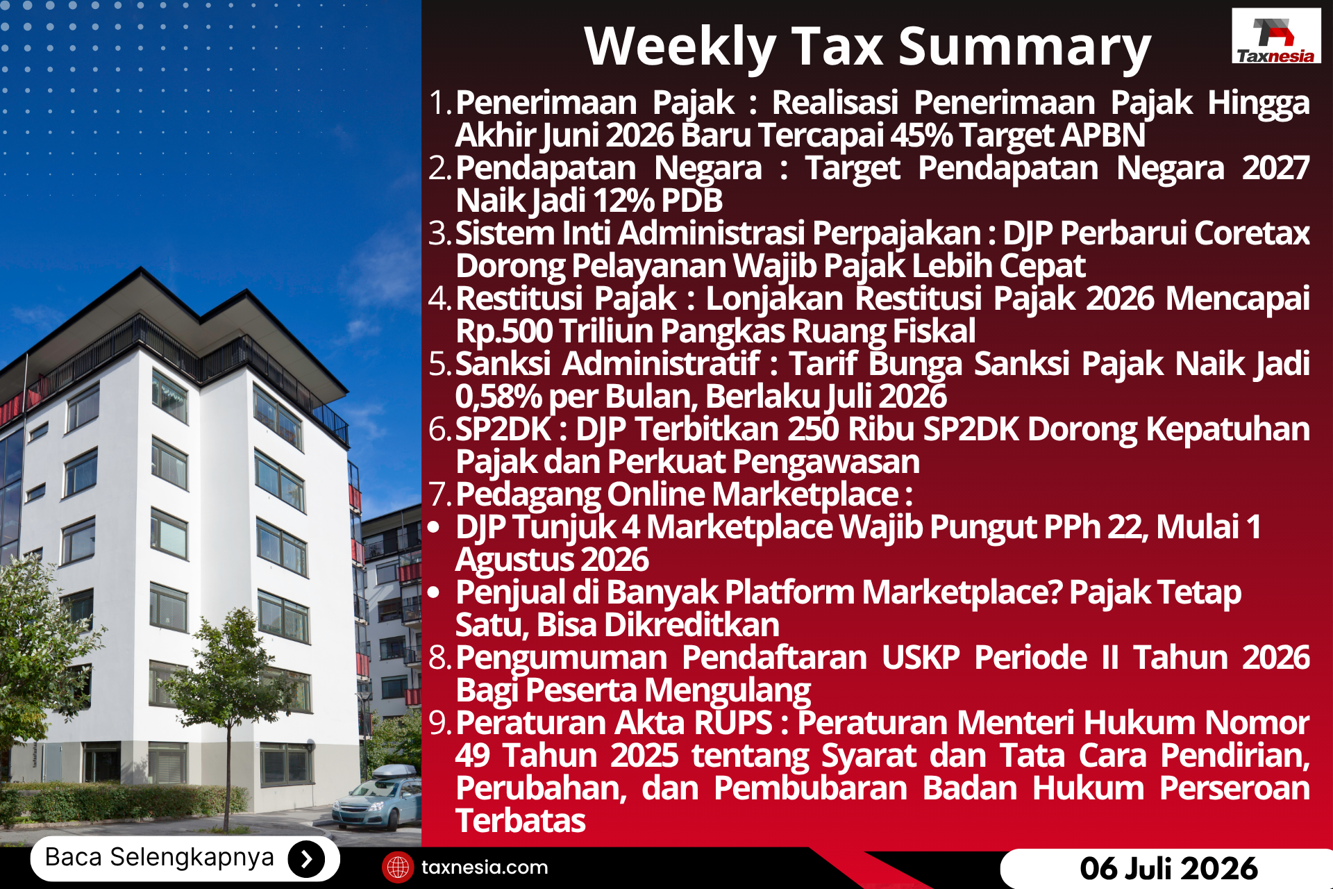Ilustrasi kenaikan tarif bunga sanksi pajak Indonesia periode Juli 2026