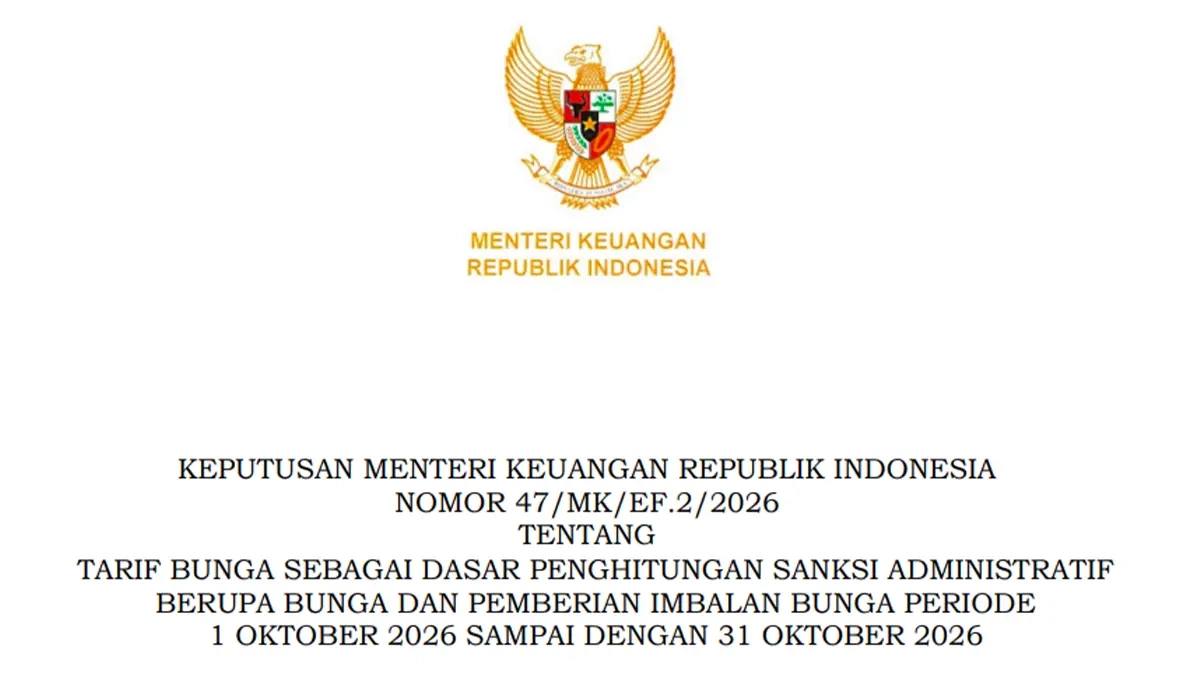 Dokumen kebijakan pajak dan kalkulator yang menggambarkan tarif bunga sanksi pajak